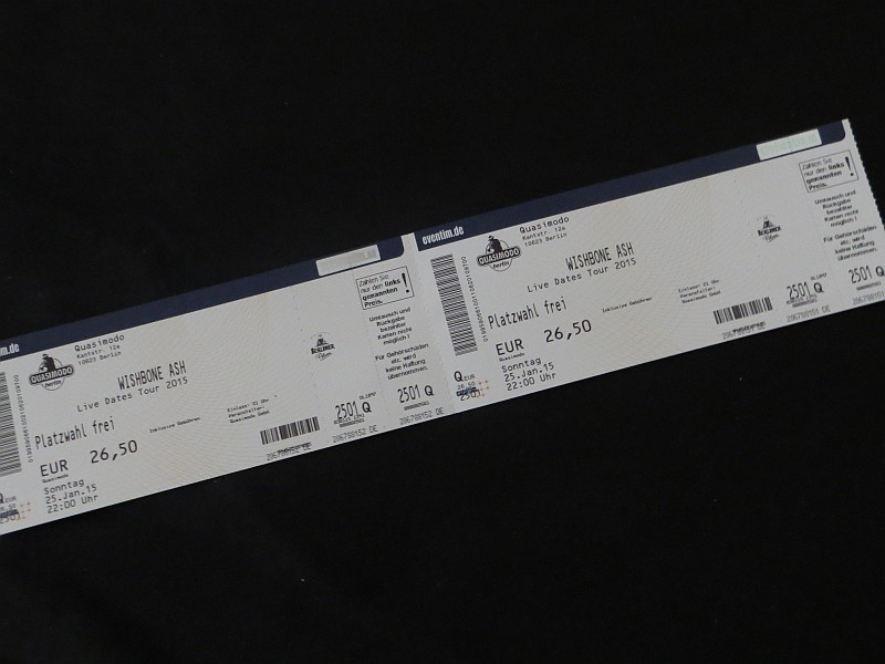 Wishbone Ash im berliner Quasimodo, unsere Eintrittskarten!